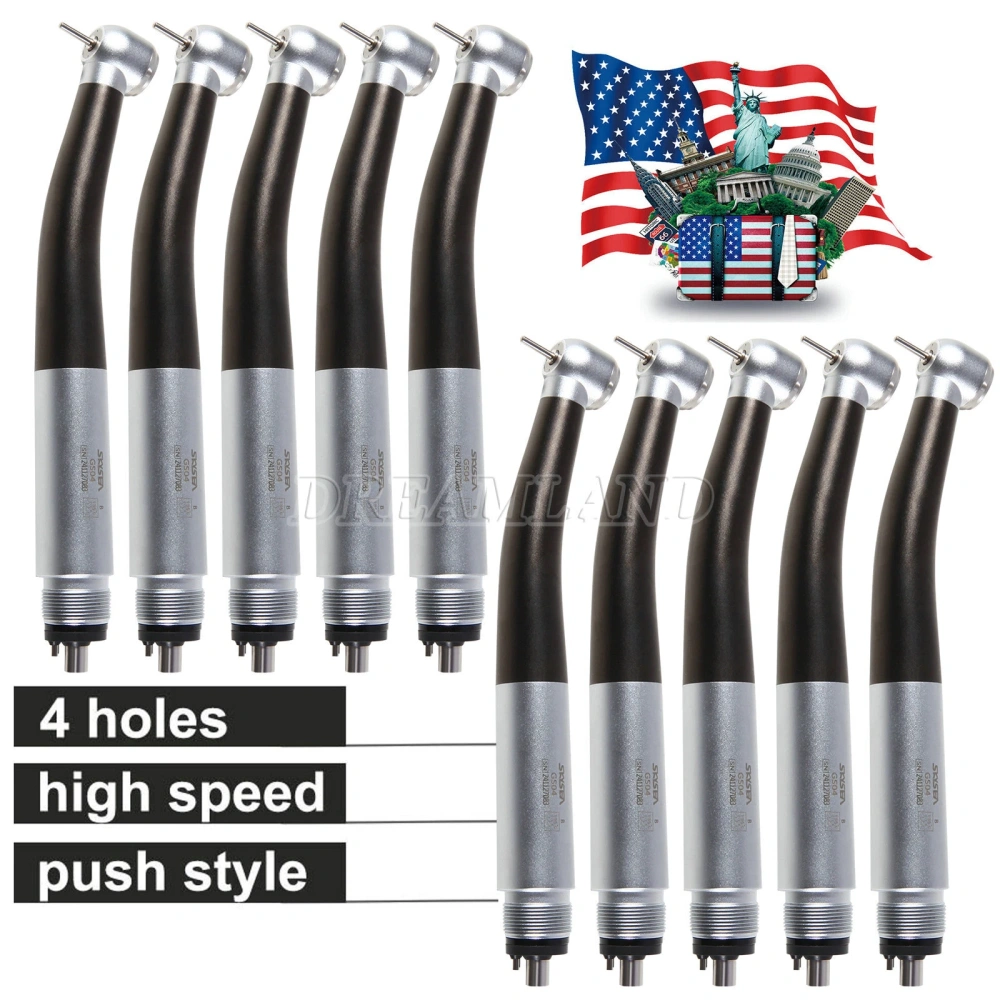 SKYSEA Dental High Speed Turbine Handpiece Push Button 4 Spray Large Head 4Hole