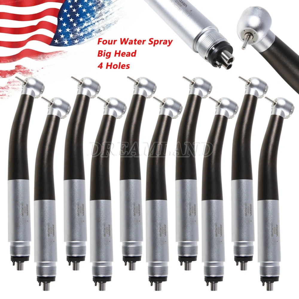 SKYSEA Dental High Speed Turbine Handpiece Push Button 4 Spray Large Head 4Hole