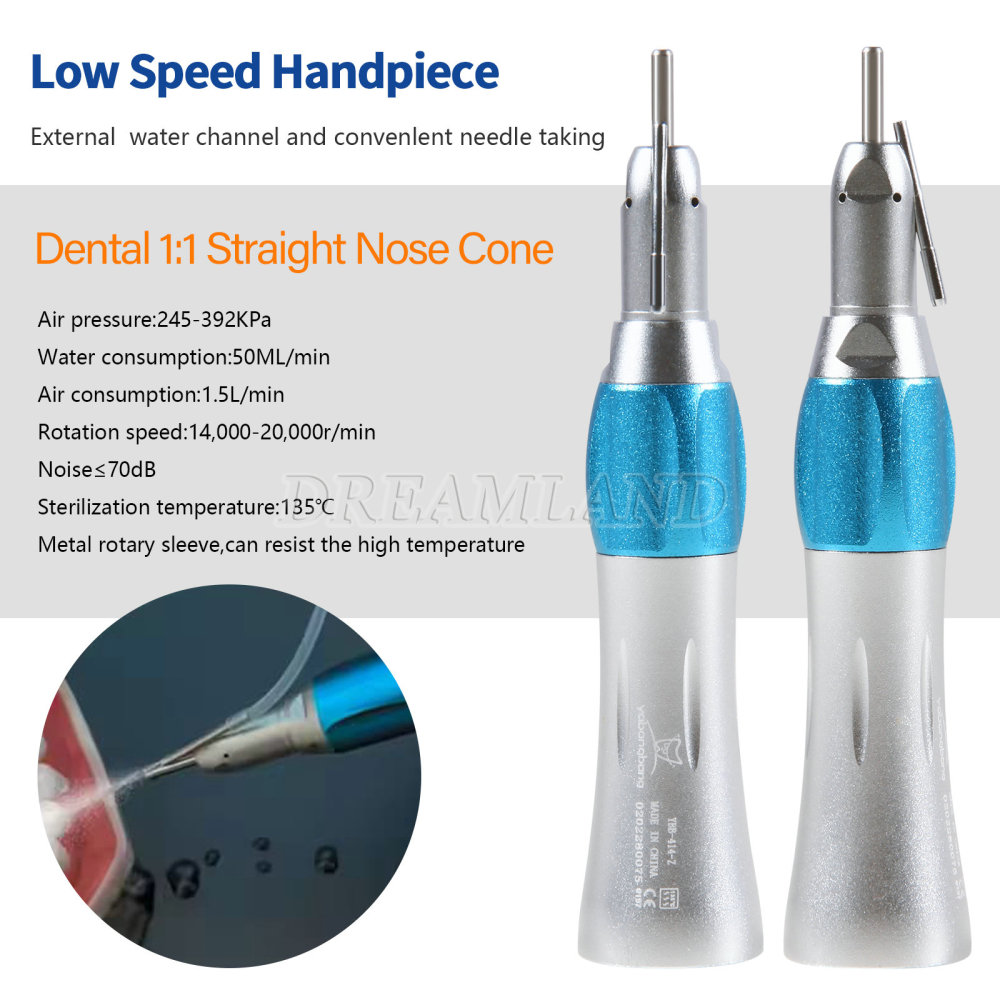 Dental 1:1 Surgical Straight Nose Cone Low Speed Handpiece w/ Irrigation Pipe