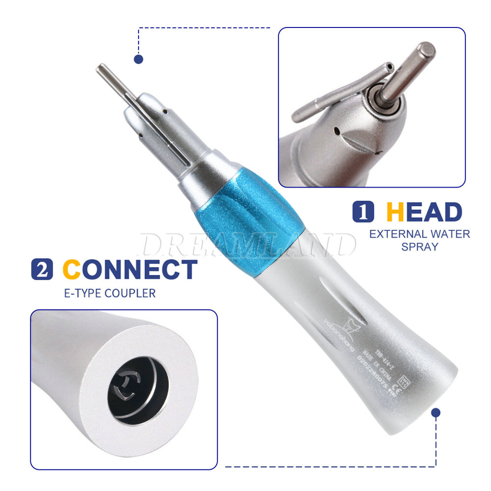 Dental 1:1 Surgical Straight Nose Cone Low Speed Handpiece w/ Irrigation Pipe