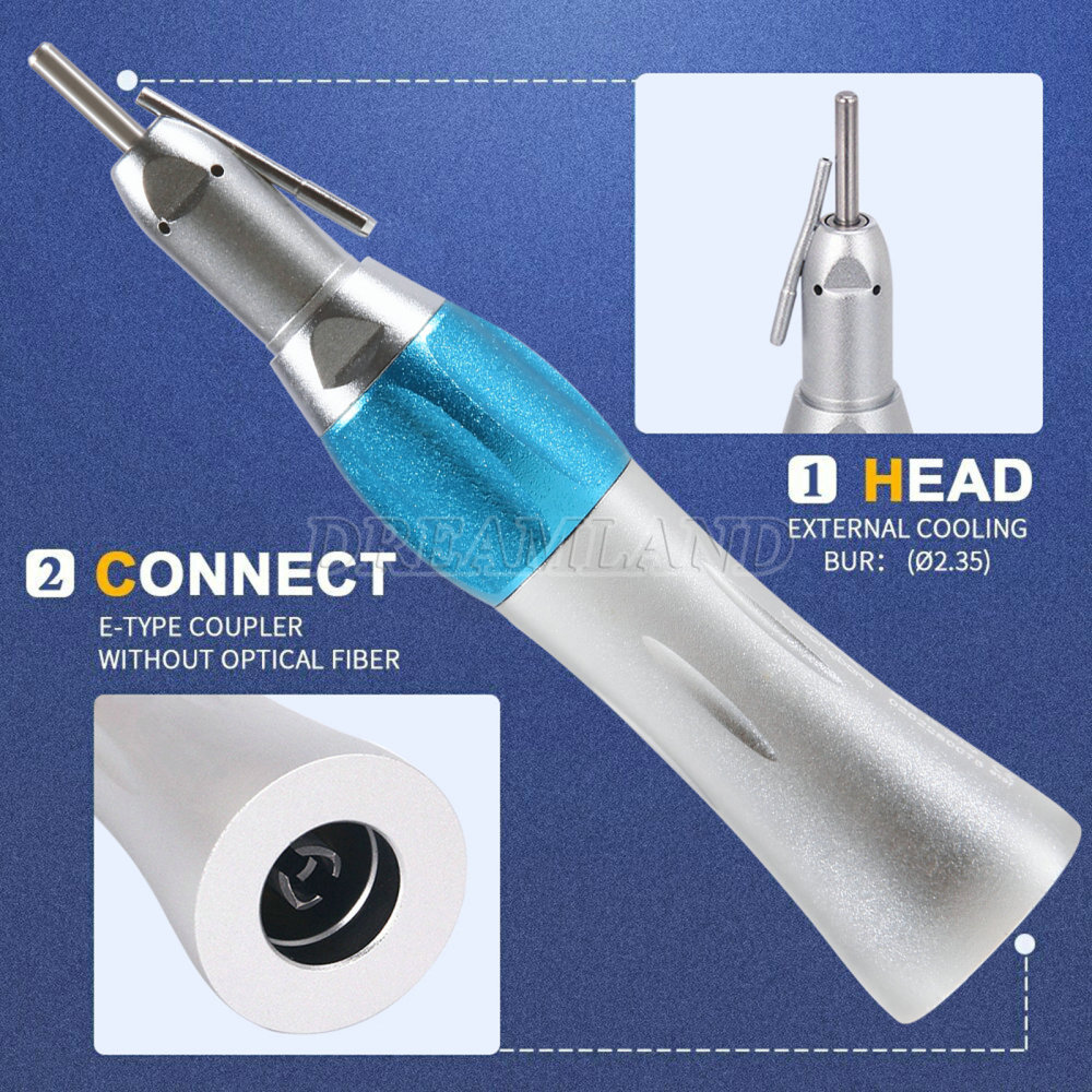 Dental 1:1 Surgical Straight Nose Cone Low Speed Handpiece w/ Irrigation Pipe