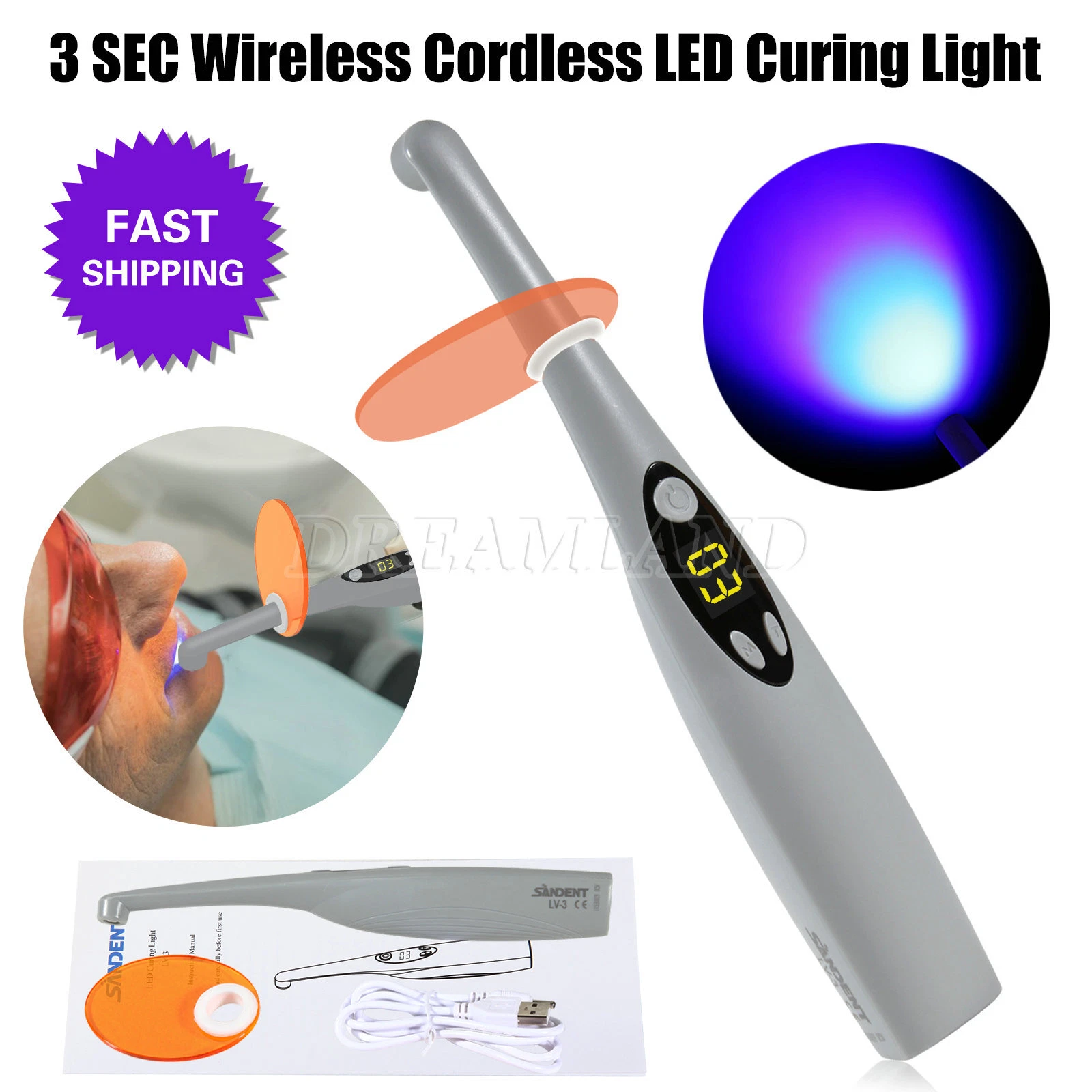 Dental High-Voltage LED Curing Light – 3-Second Cure, 1800mW Power – For Dental Labs & Clinics 12 thumbnail image