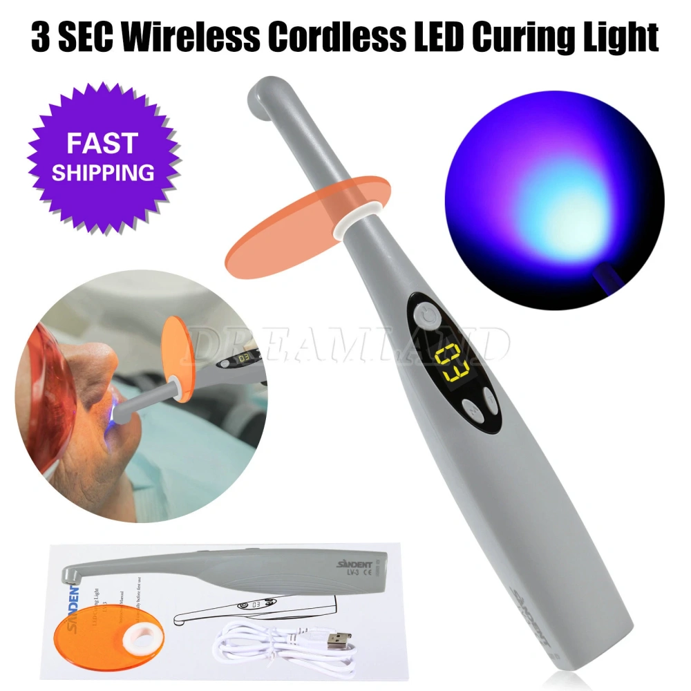 Dental Alto Voltaje LED Curado luz Lampara 3S 3 Second Curing Light Resin Cure
