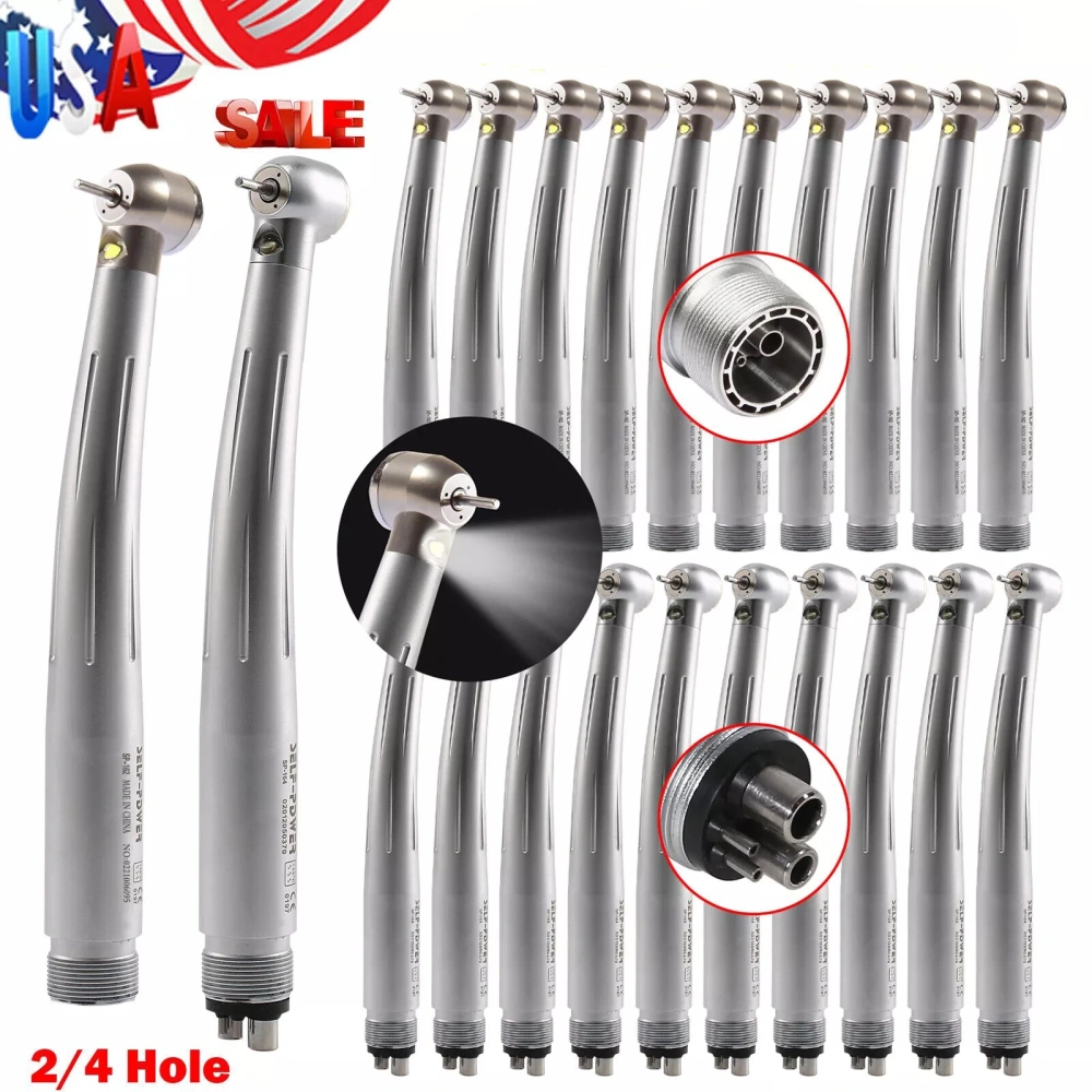 Dental Fiber Optic LED E-generator Turbine Handpiece High Speed 2Hole/4 Hole