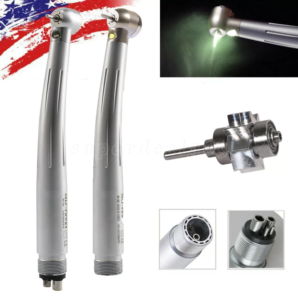 Dental Fiber Optic LED E-generator Turbine Handpiece High Speed 2Hole/4 Hole