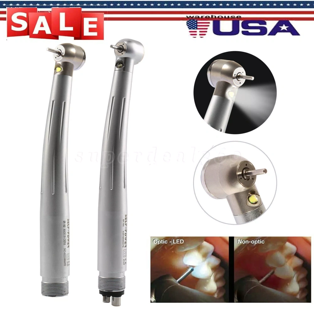 Dental Fiber Optic LED E-generator Turbine Handpiece High Speed 2Hole/4 Hole