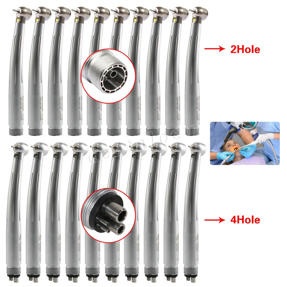 Dental Fiber Optic LED E-generator Turbine Handpiece High Speed 2Hole/4 Hole