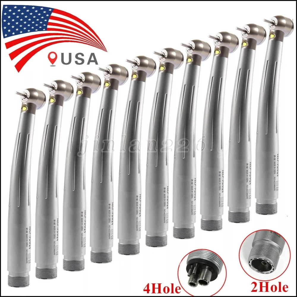 Dental Fiber Optic LED E-generator Turbine Handpiece High Speed 2Hole/4 Hole