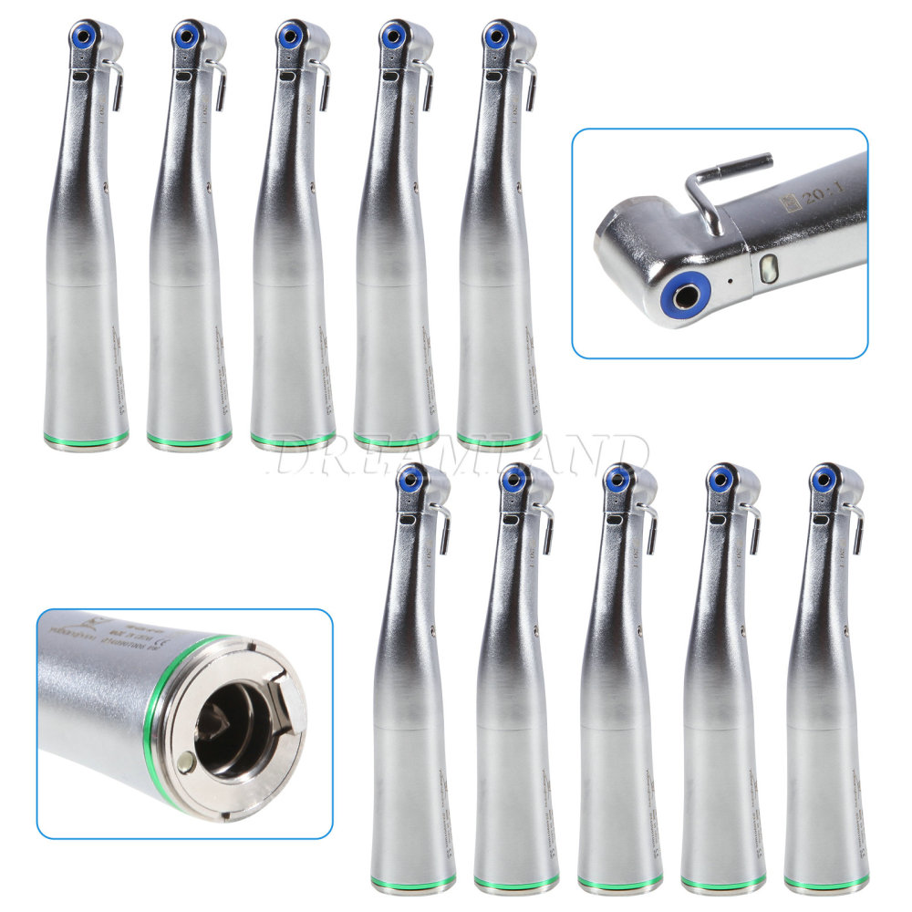 Dental implant motor handpiece 20:1 inner external contra angle with optic light