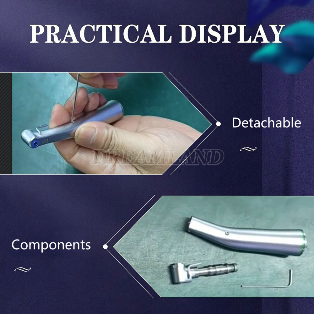 Dental implant motor handpiece 20:1 inner external contra angle with optic light