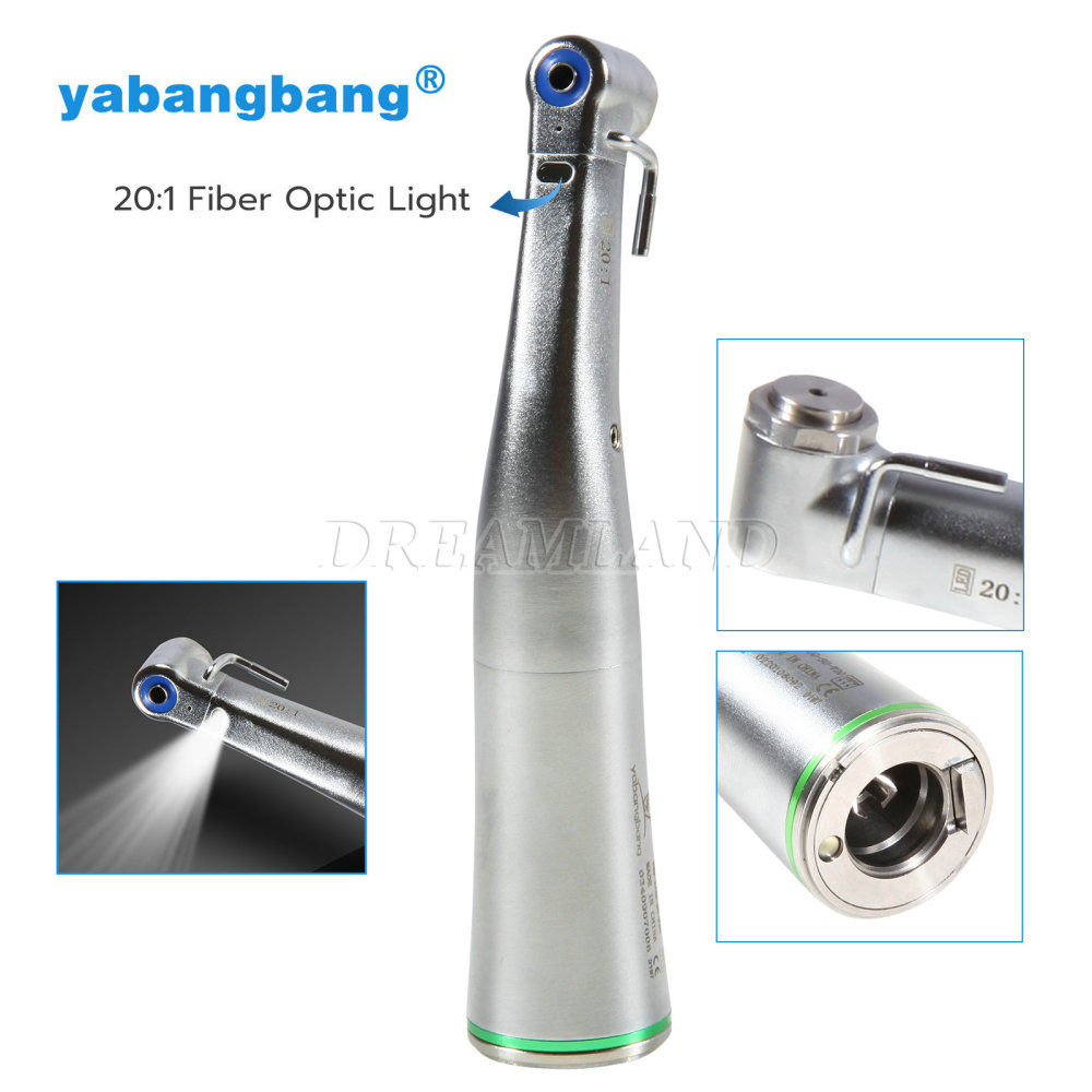 Dental implant motor handpiece 20:1 inner external contra angle with optic light