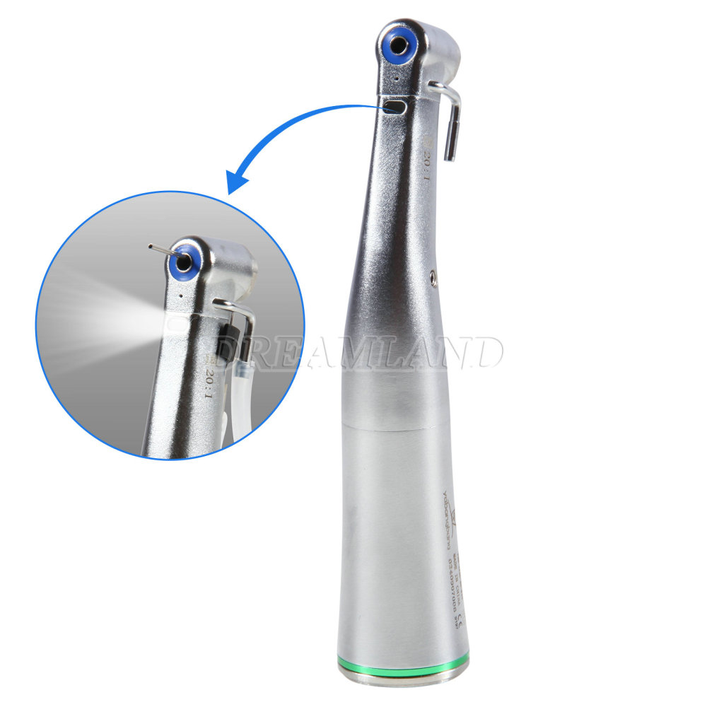 Dental implant motor handpiece 20:1 inner external contra angle with optic light