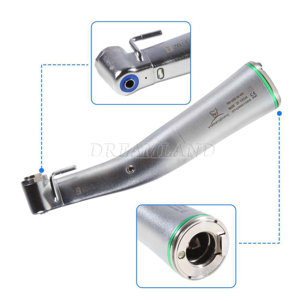 Dental implant motor handpiece 20:1 inner external contra angle with optic light