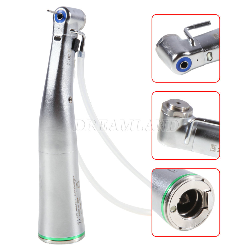 Dental implant motor handpiece 20:1 inner external contra angle with optic light