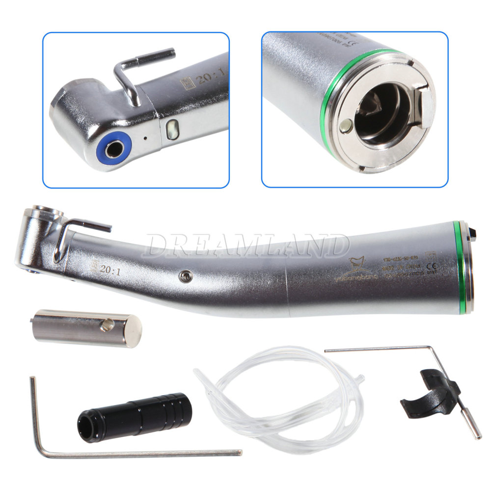Dental implant motor handpiece 20:1 inner external contra angle with optic light