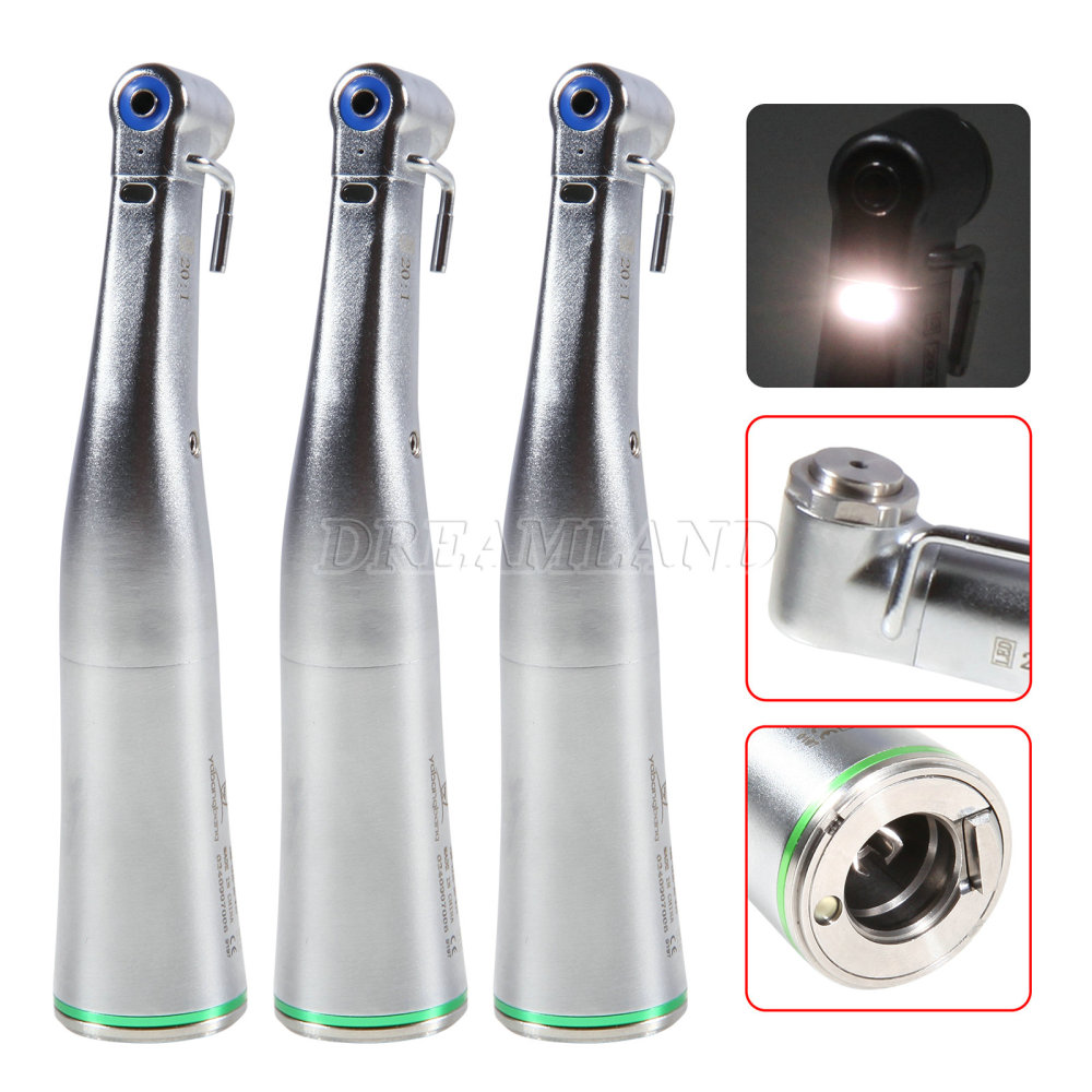 Dental implant motor handpiece 20:1 inner external contra angle with optic light