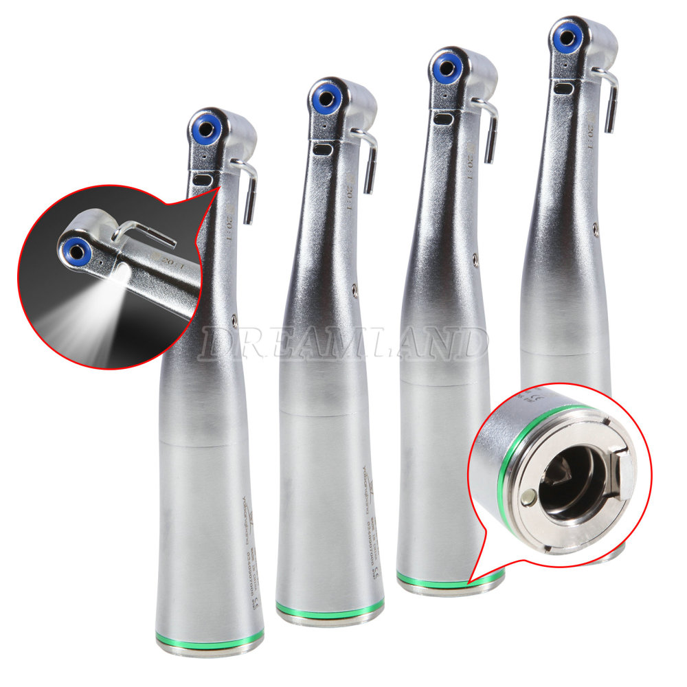 Dental implant motor handpiece 20:1 inner external contra angle with optic light