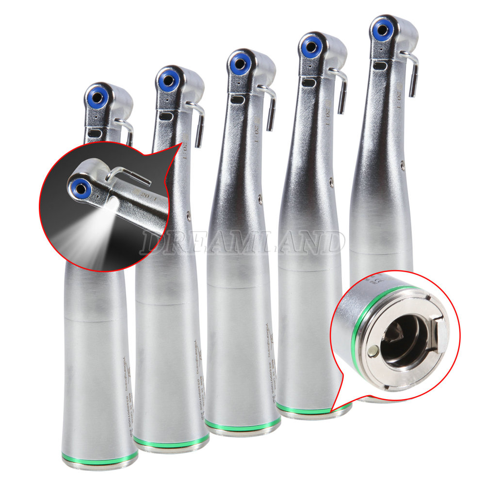 Dental implant motor handpiece 20:1 inner external contra angle with optic light