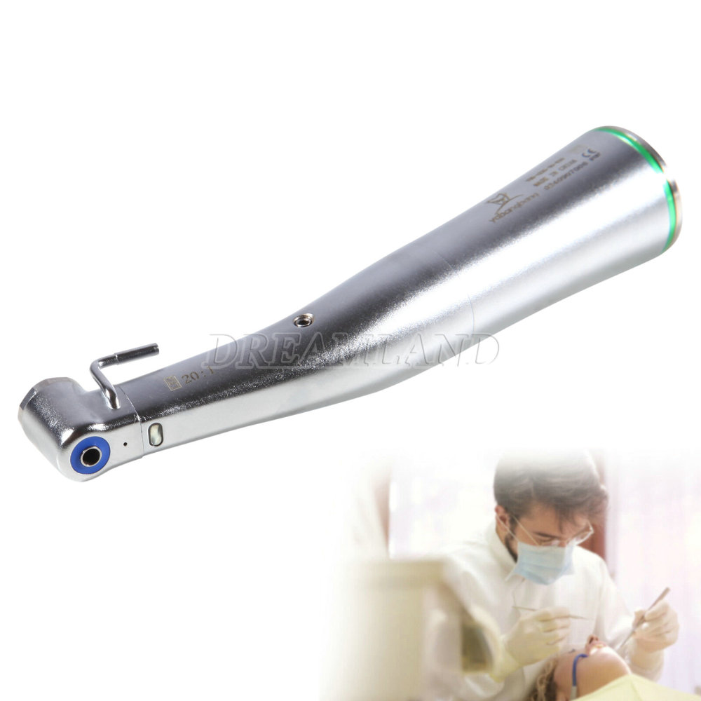 Dental implant motor handpiece 20:1 inner external contra angle with optic light