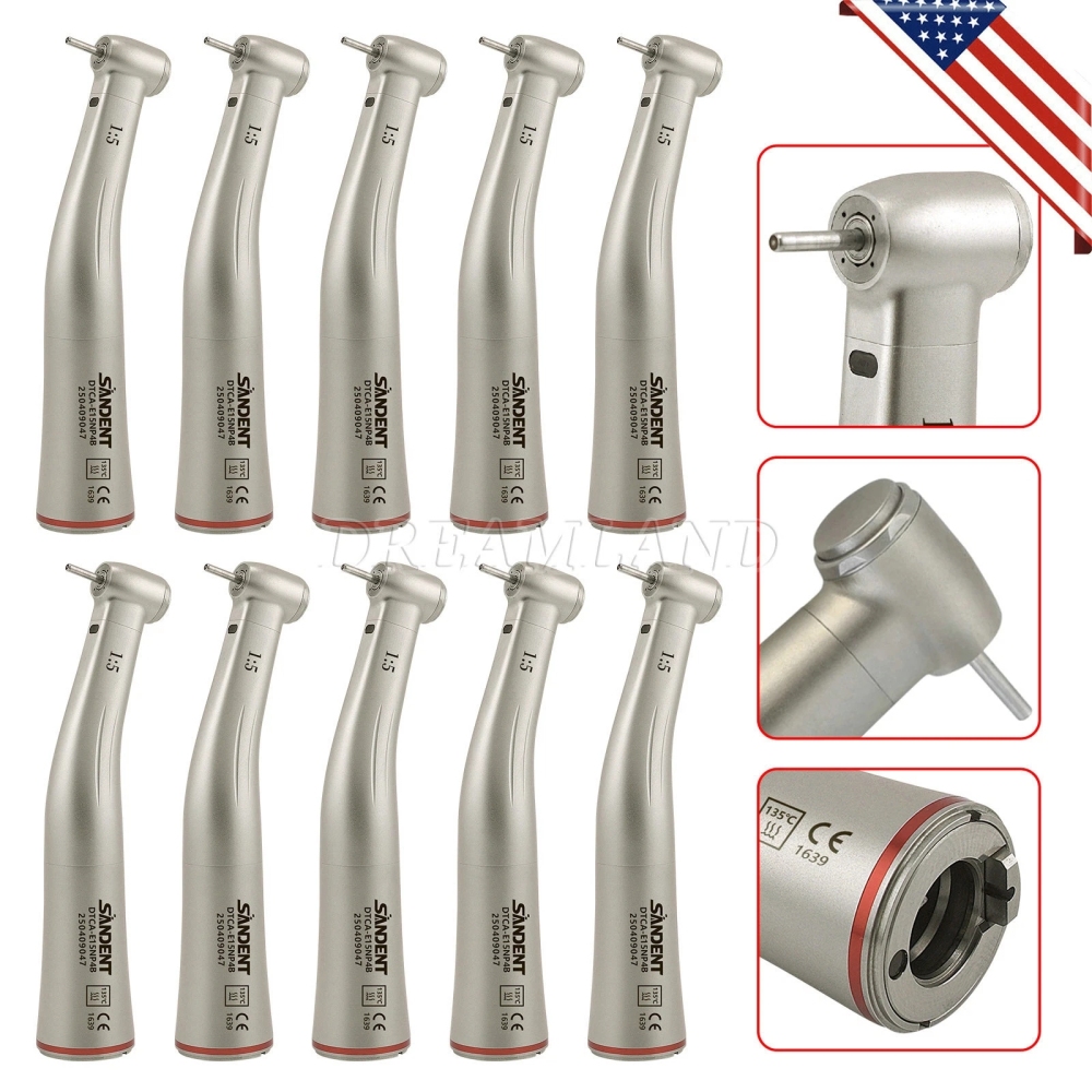 Dental SANDENT 1:5 Increasing Fiber Optic Contra Angle Handpiece Stainless Steel Body standard head Fit NSK