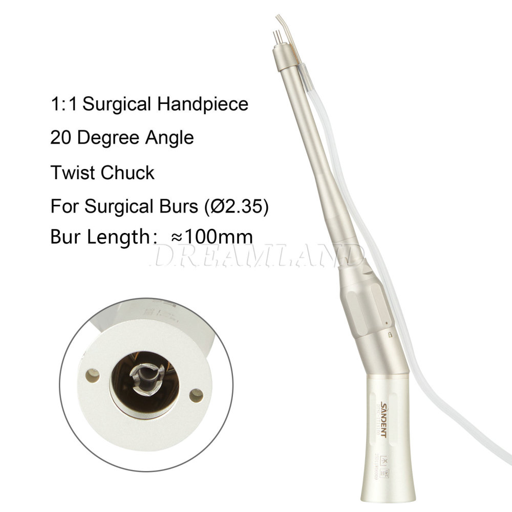 Dental Osteotomy Surgery 1:1 Low Speed Straight Handpiece 20° Angle/ NoseCone