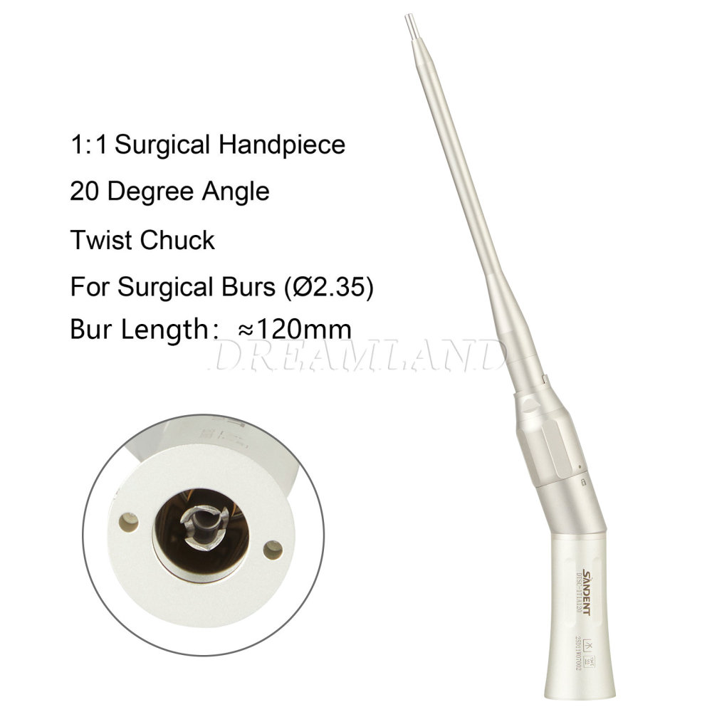 Dental Osteotomy Surgery 1:1 Low Speed Straight Handpiece 20° Angle/ NoseCone