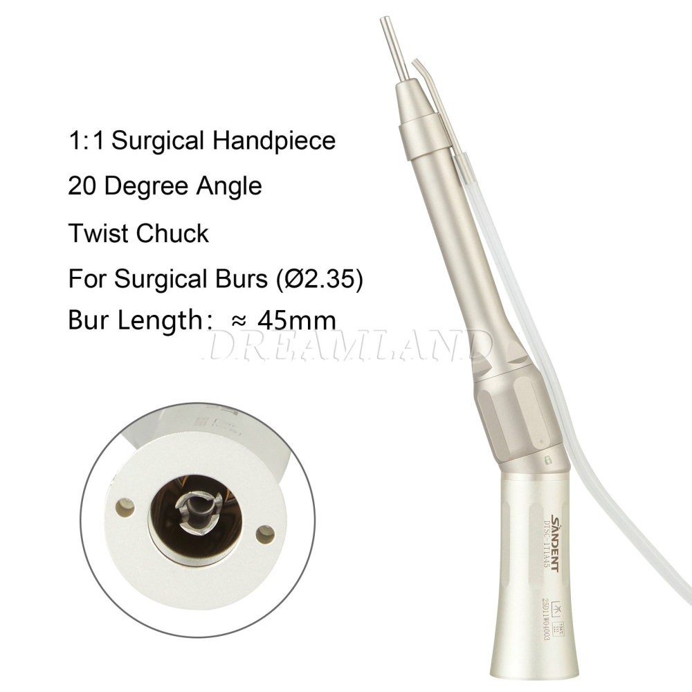 Dental Osteotomy Surgery 1:1 Low Speed Straight Handpiece 20° Angle/ NoseCone