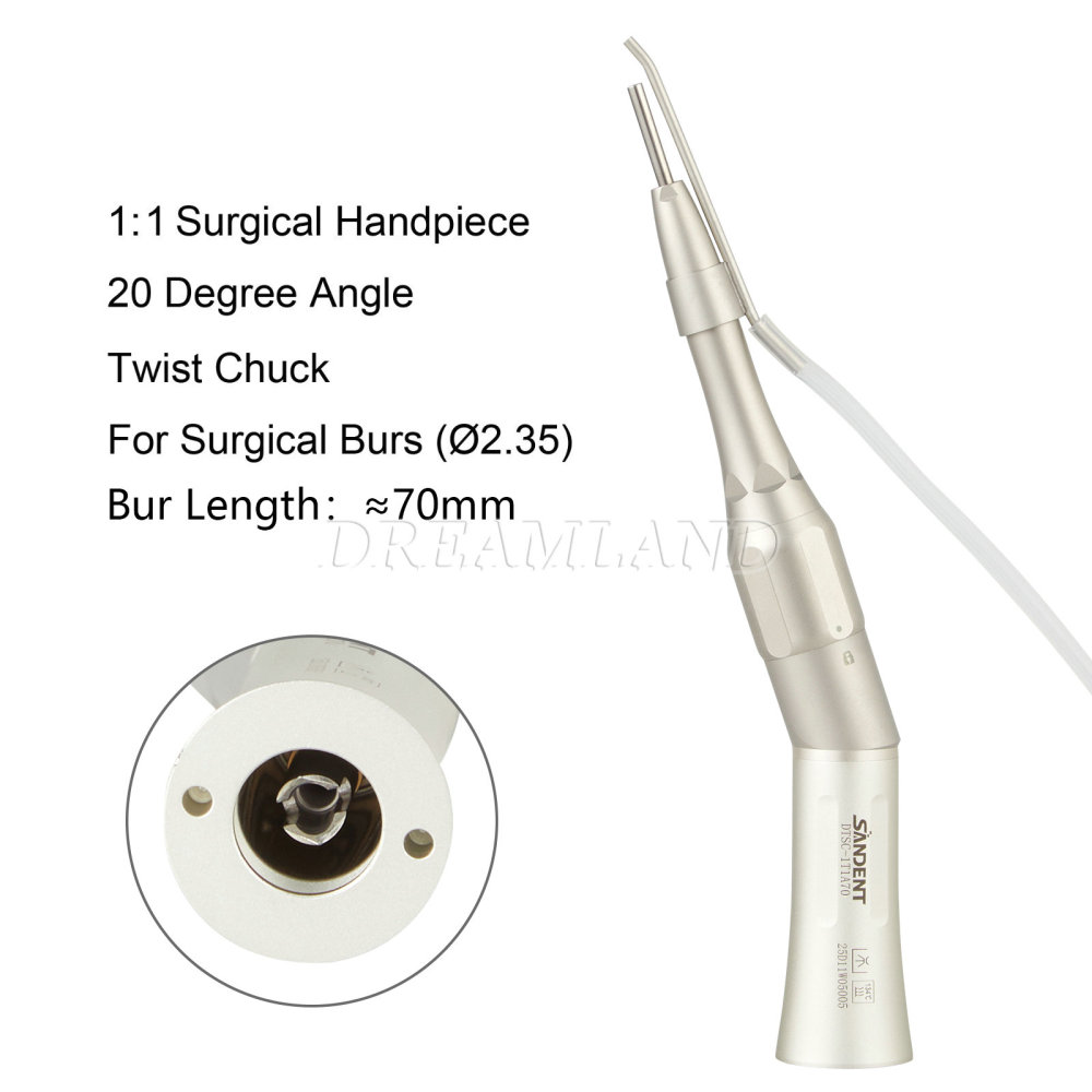 Dental Osteotomy Surgery 1:1 Low Speed Straight Handpiece 20° Angle/ NoseCone