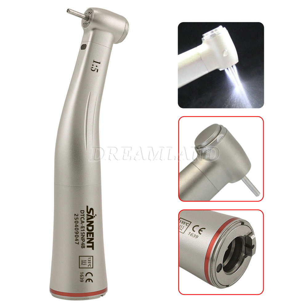 Dental SANDENT 1:5 Increasing Fiber Optic Contra Angle Handpiece Stainless Steel Body standard head Fit NSK