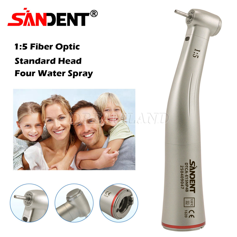 Dental SANDENT 1:5 Increasing Fiber Optic Contra Angle Handpiece Stainless Steel Body standard head Fit NSK