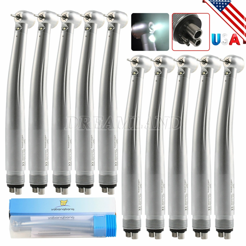 10pcs yabangbang Dental LED 3 water Spray High Speed Handpiece E-Generator 4 holes