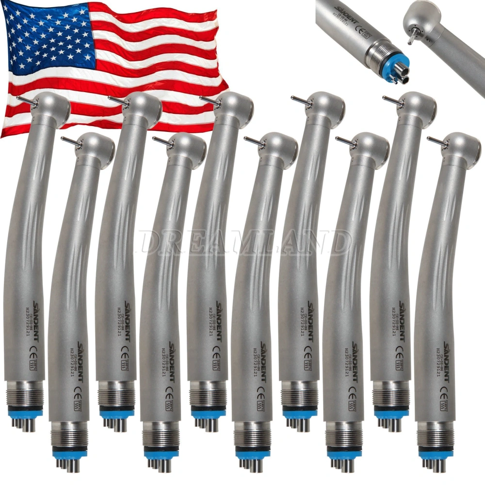 Ceramic Rotor SANDENT Dental High Speed Handpiece Push Button Single Spray 2/4Holes CK