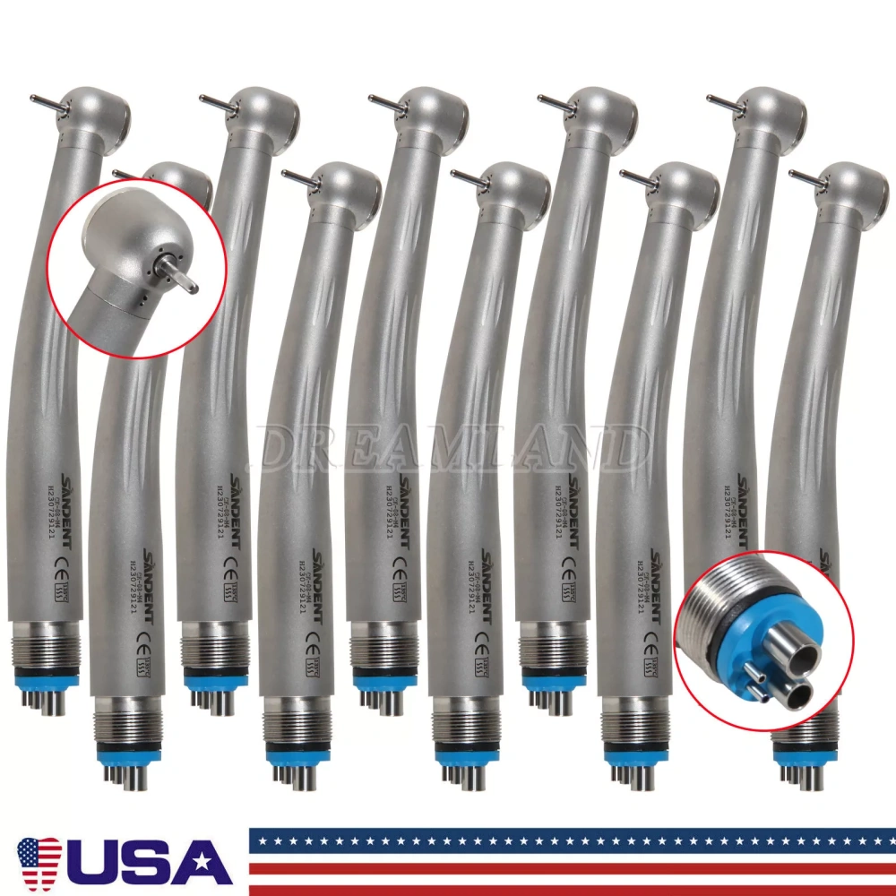 Ceramic Rotor SANDENT Dental High Speed Handpiece Push Button Single Spray 2/4Holes CK