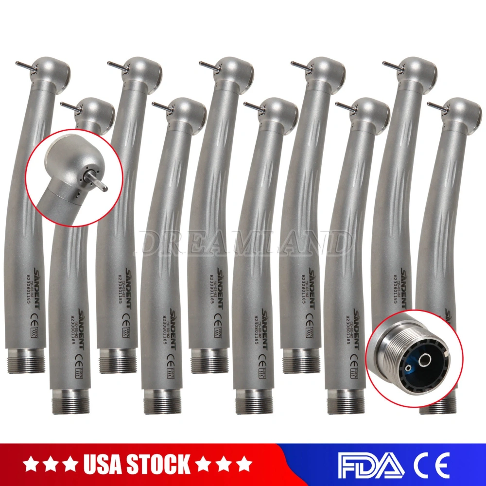 Ceramic Rotor SANDENT Dental High Speed Handpiece Push Button Single Spray 2/4Holes CK