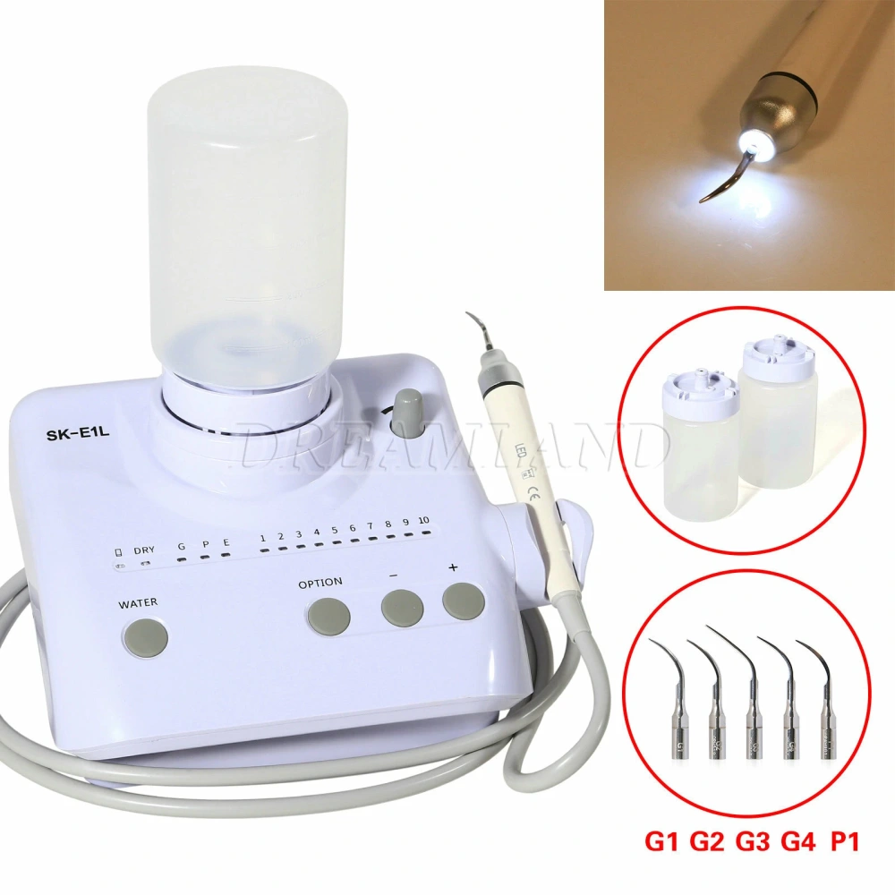 Dental Ultrasonic Piezo Scaler w/2 Bottles & LED Handpiece tips fit Woodpecker EMS
