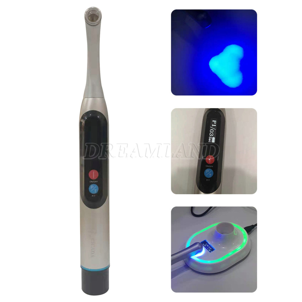 Dental LED Curing Light Wireless 1 Second Cure Lamp Wide Spectrum Max Intensity