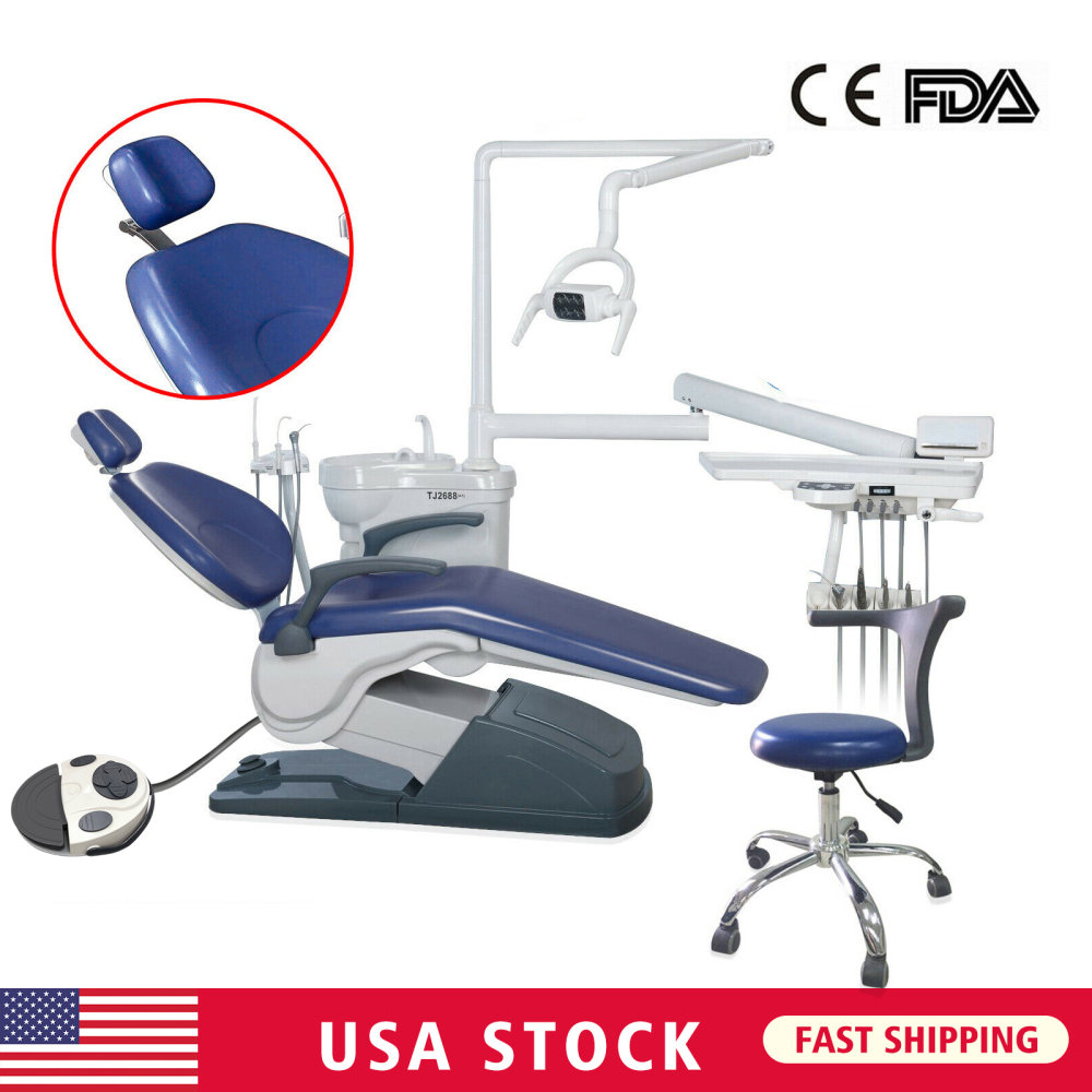 Dental Chair Unit DC Motor Computer Controlled PU Leather Chair + Stool Kits FDATJ2688-A1