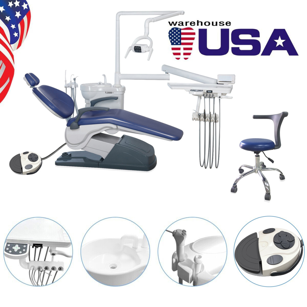 Dental Chair Unit DC Motor Computer Controlled PU Leather Chair + Stool Kits FDATJ2688-A1
