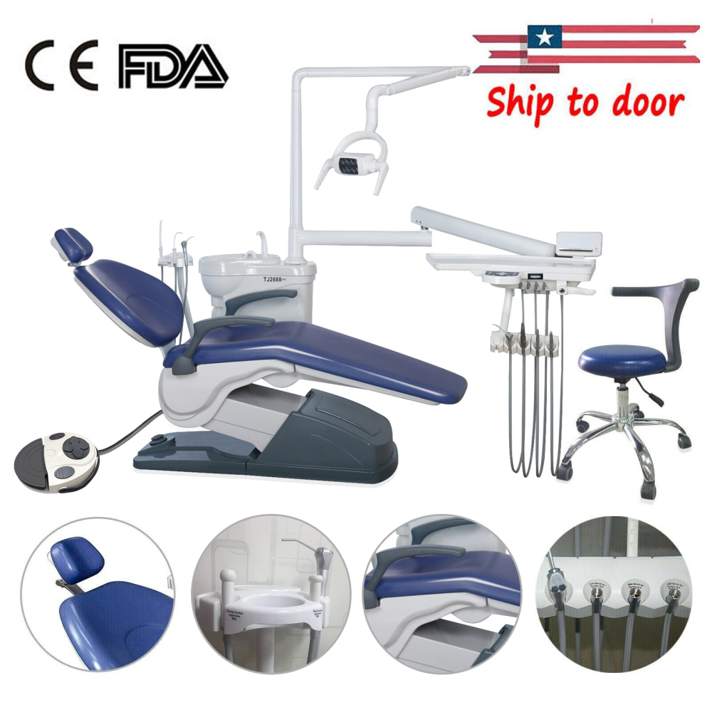 Dental Chair Unit DC Motor Computer Controlled PU Leather Chair + Stool Kits FDATJ2688-A1
