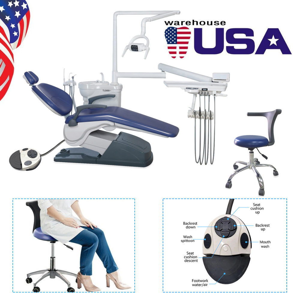 Dental Chair Unit DC Motor Computer Controlled PU Leather Chair + Stool Kits FDATJ2688-A1
