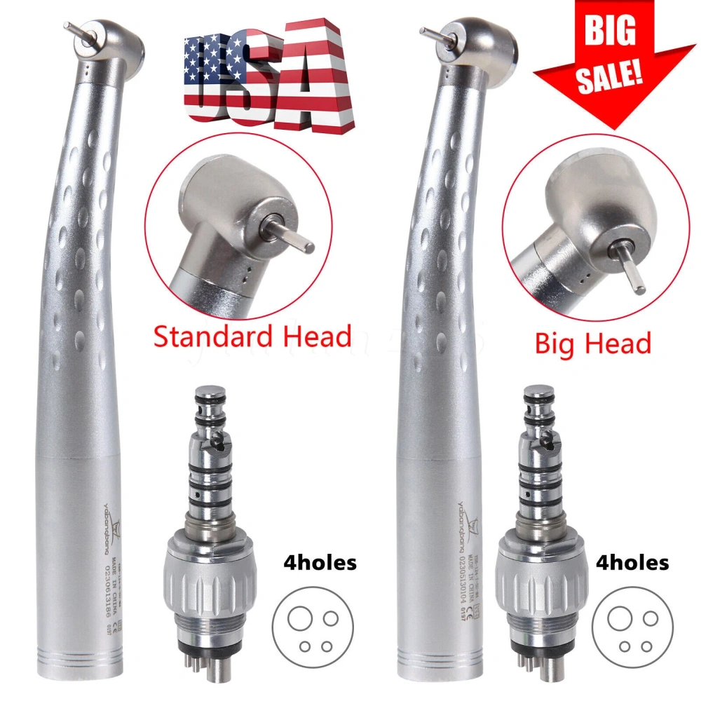 Dental High Speed Turbine Handpiece Standard Head/Large head + Quick Coupler 4Hole fit KaVo