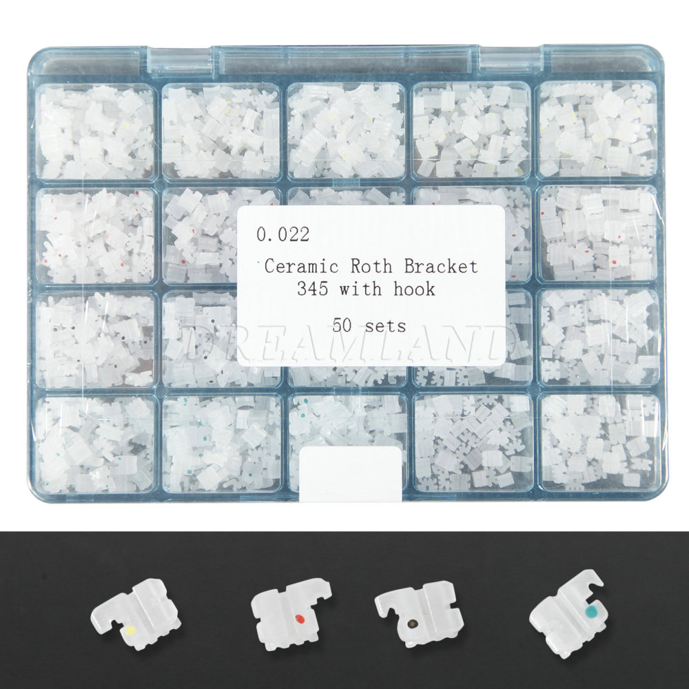 Dental Orthodontic Ceramic Bracket Braces MBT./Roth 0.022 3 4 5 Hooks