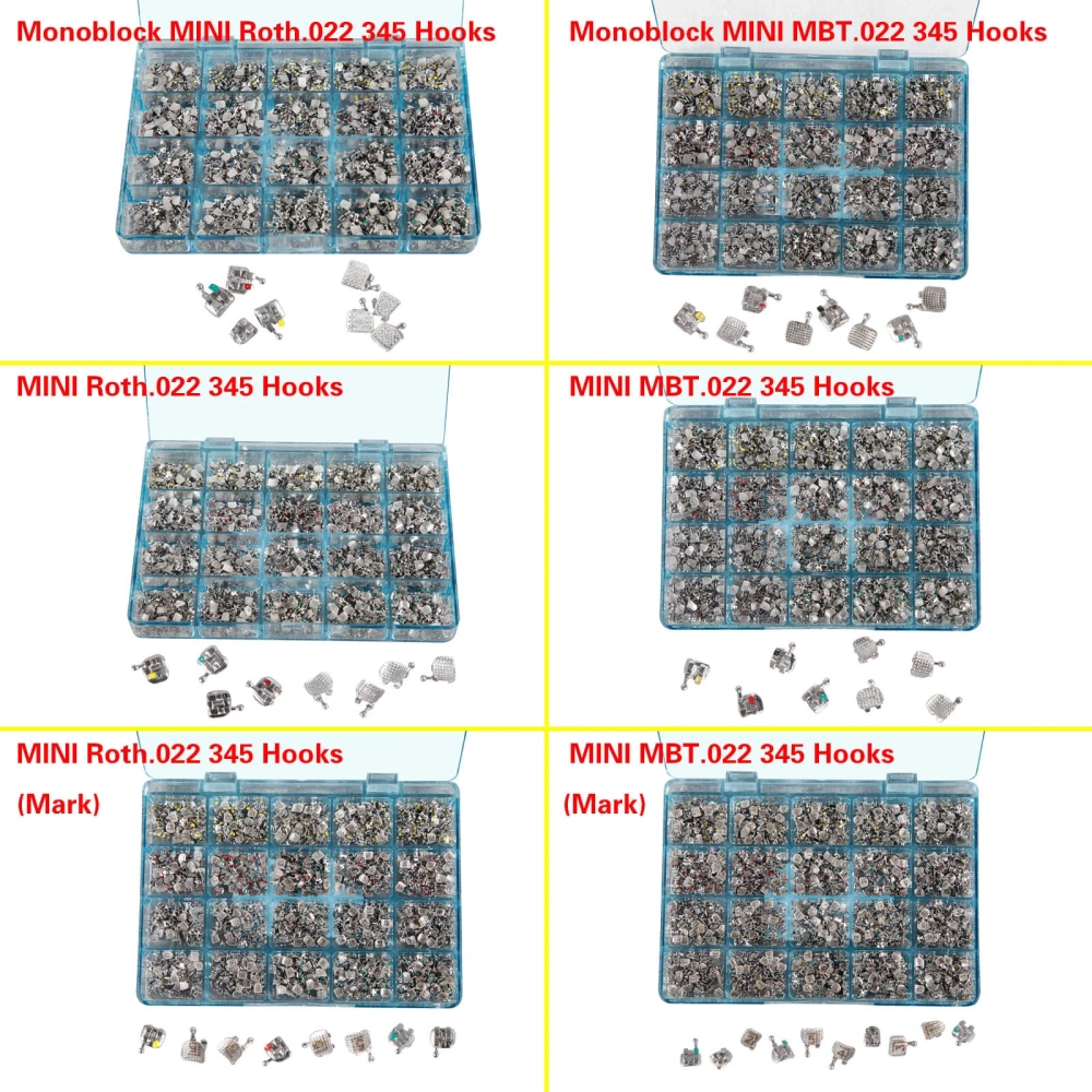 50 Sets/1000pc Dental metal ortho Brackets Brace MINI 022 345 Hooks Roth/MBT