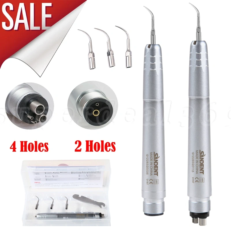 Dental Ultrasonic Air Perio Scaler Handpiece 4 Hole / 2 Hole+ 3 Scaling Tips for Dentist