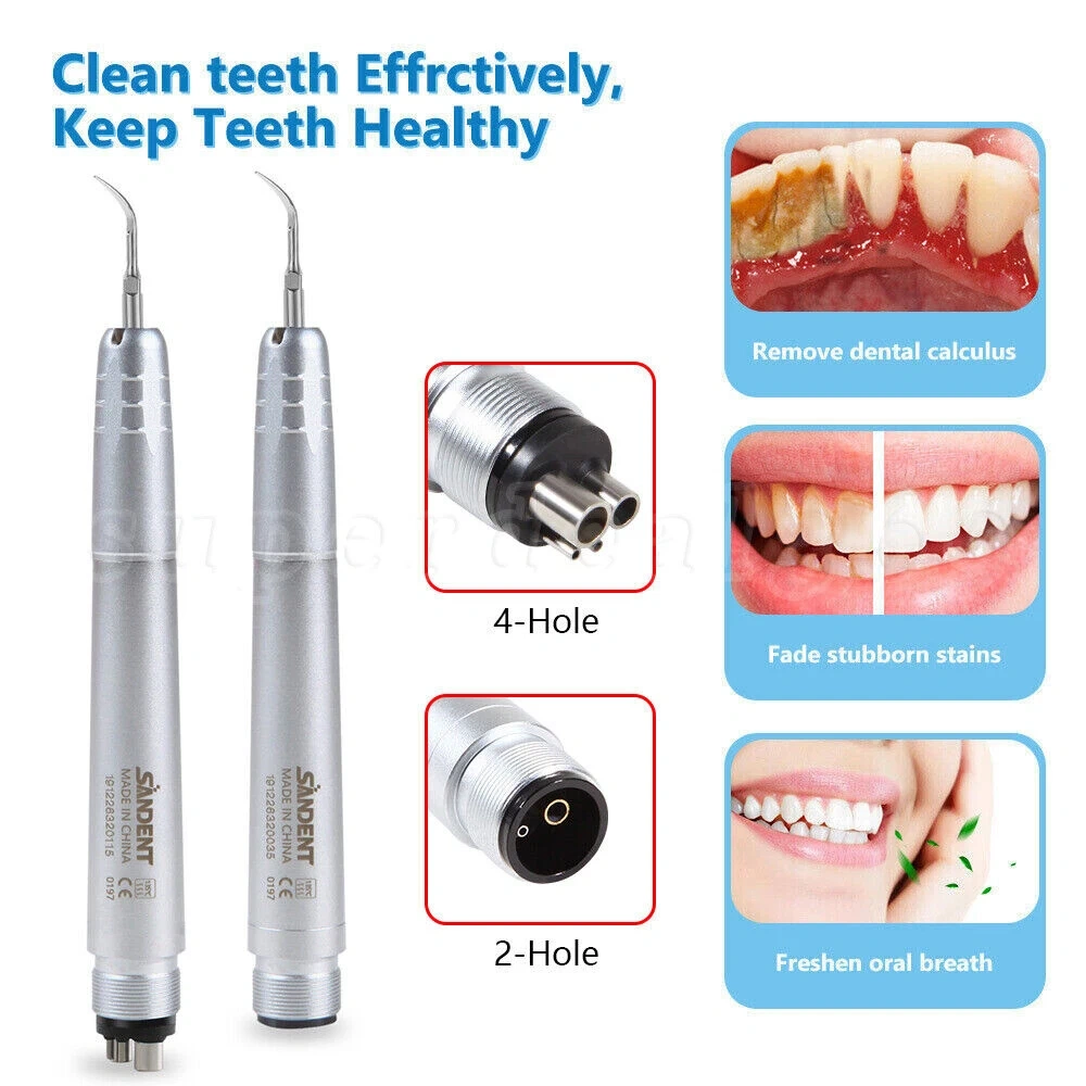 Dental Ultrasonic Air Perio Scaler Handpiece 4 Hole / 2 Hole+ 3 Scaling Tips for Dentist