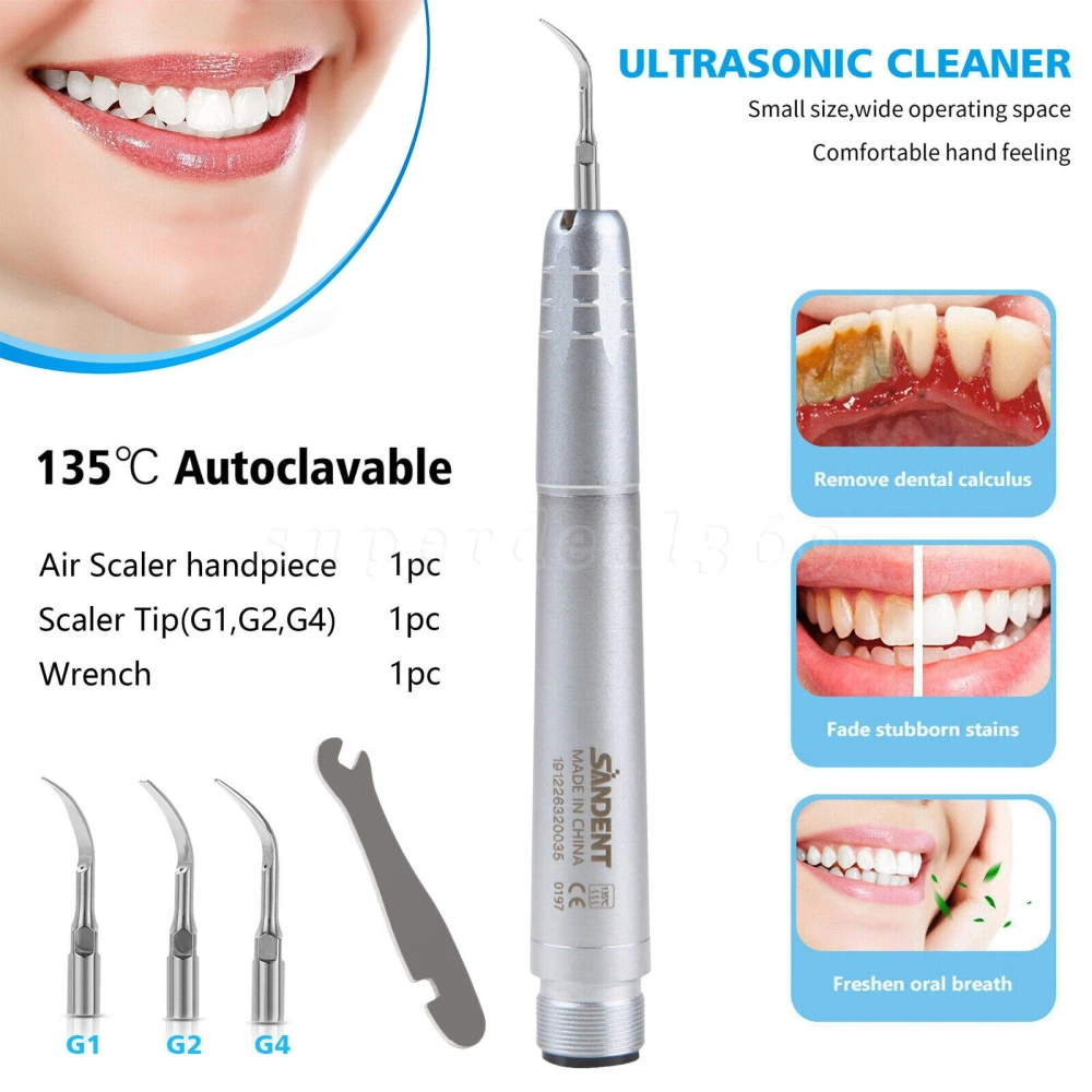 Dental Ultrasonic Air Perio Scaler Handpiece 4 Hole / 2 Hole+ 3 Scaling Tips for Dentist