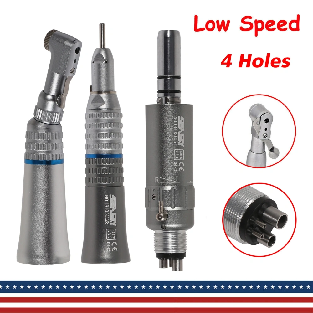 Dental Slow Low Speed latch type Contra Angle Handpiece Straight Handpiece air Motor 2/4Hole