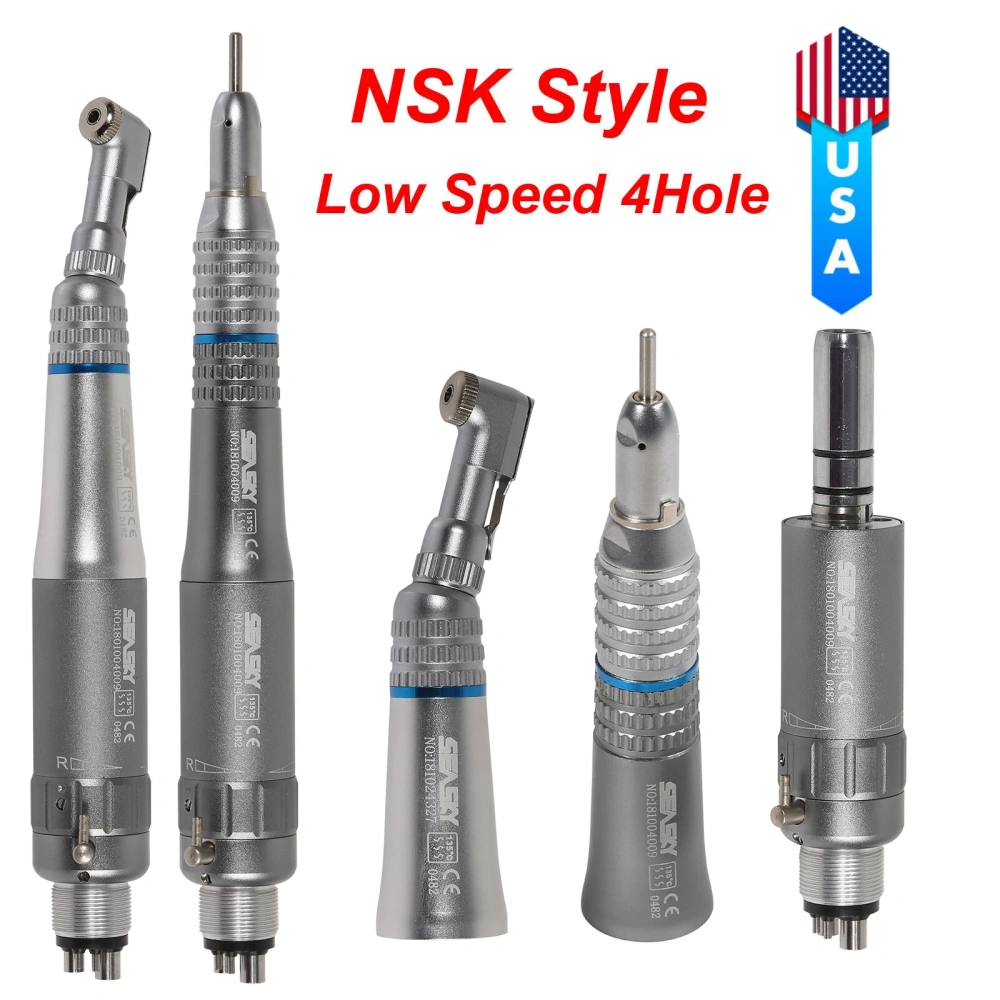Dental Slow Low Speed latch type Contra Angle Handpiece Straight Handpiece air Motor 2/4Hole