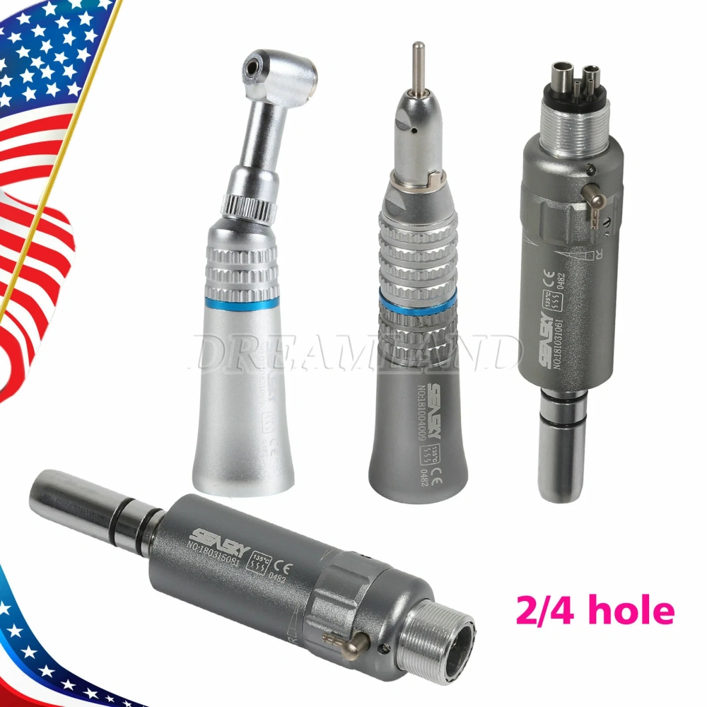 Dental Slow Low Speed Push button Contra Angle Handpiece/ Straight Handpiece/ air Motor 2/4Hole
