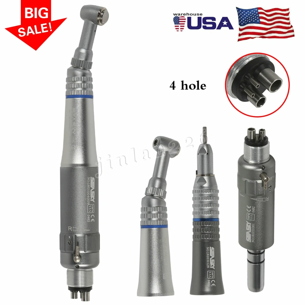 Dental Slow Low Speed Push button Contra Angle Handpiece/ Straight Handpiece/ air Motor 2/4Hole